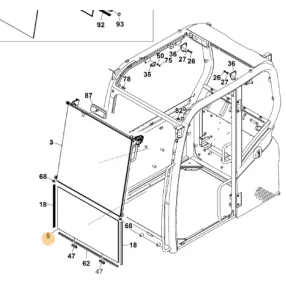 Első/alsó kabin üveg
