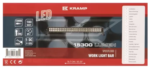 3 LED-es munka-fényhíd, 180 W, 15300 lm,